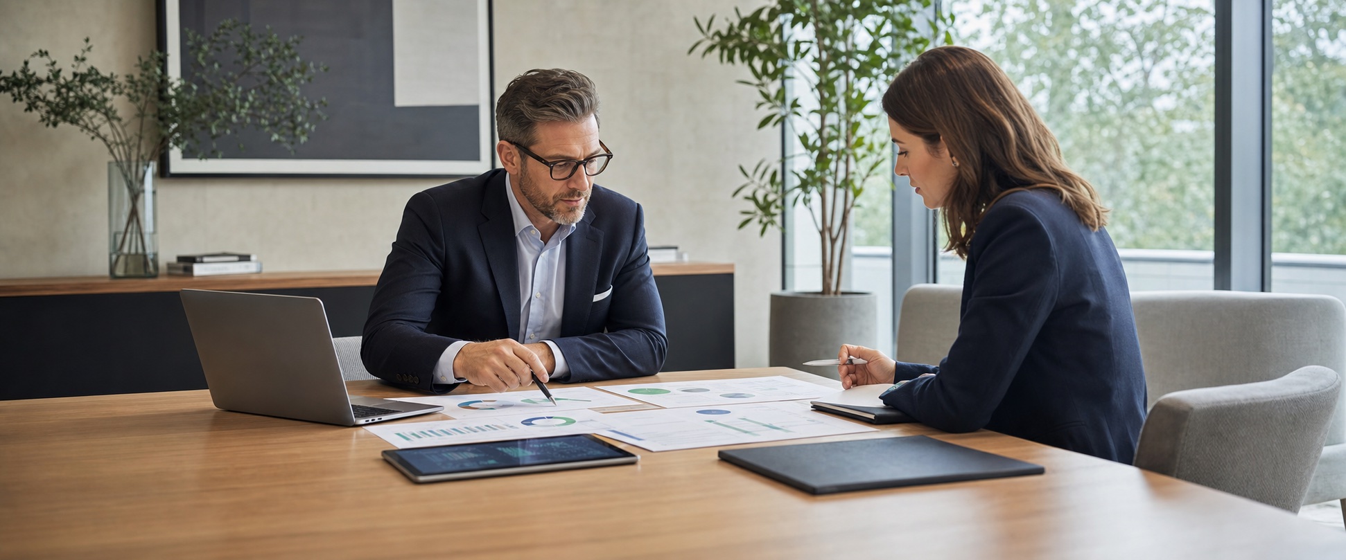 Investment professionals conducting a portfolio review