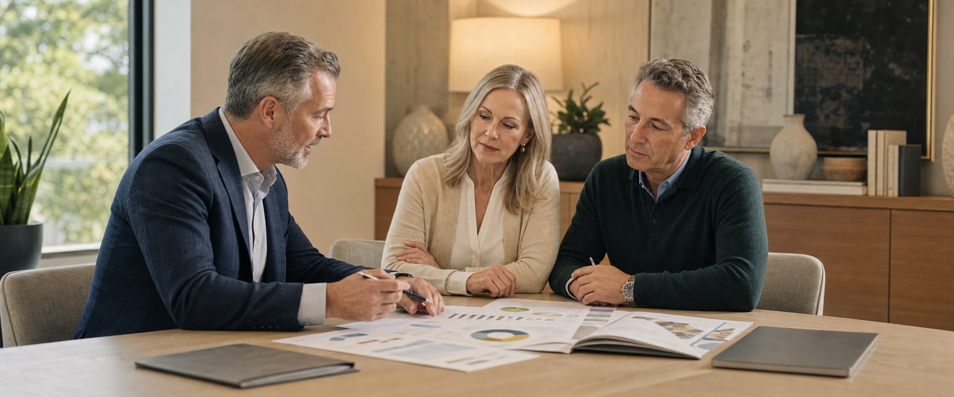 A retirement planning conversation with a mature couple